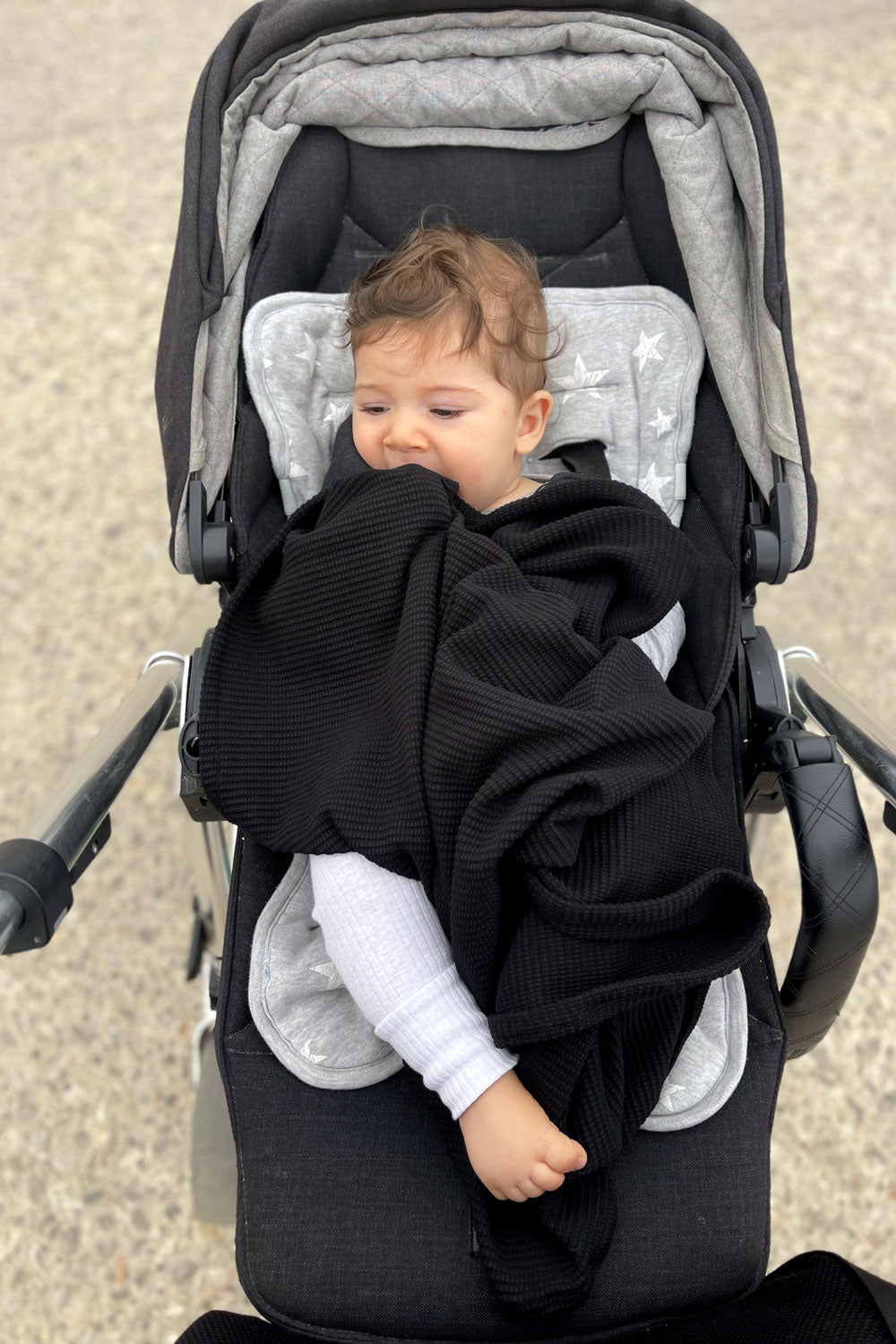 שמיכת עיטוף לתינוק - שחור אורבני דגם ורונה