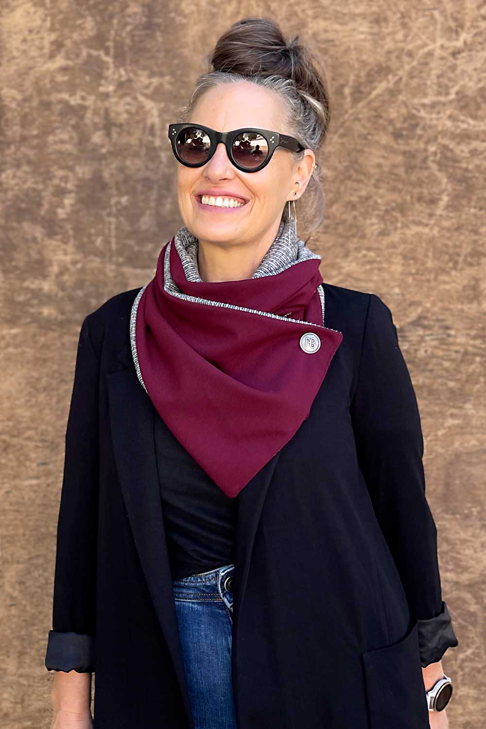 צעיף דו-צדדי מרון