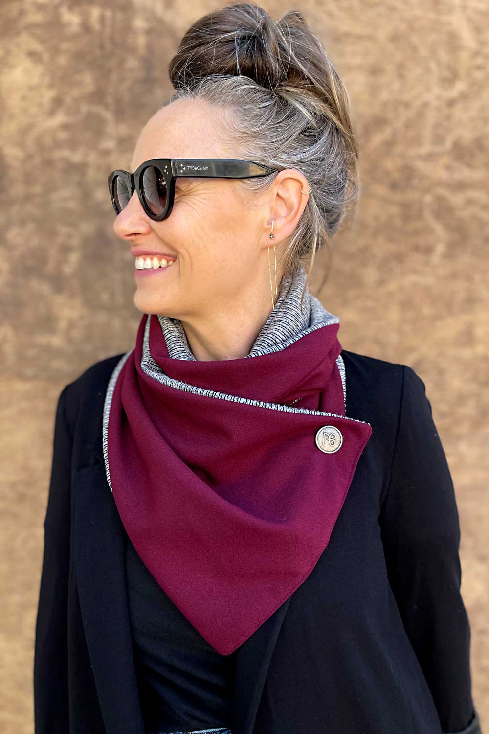 צעיף דו-צדדי מרון