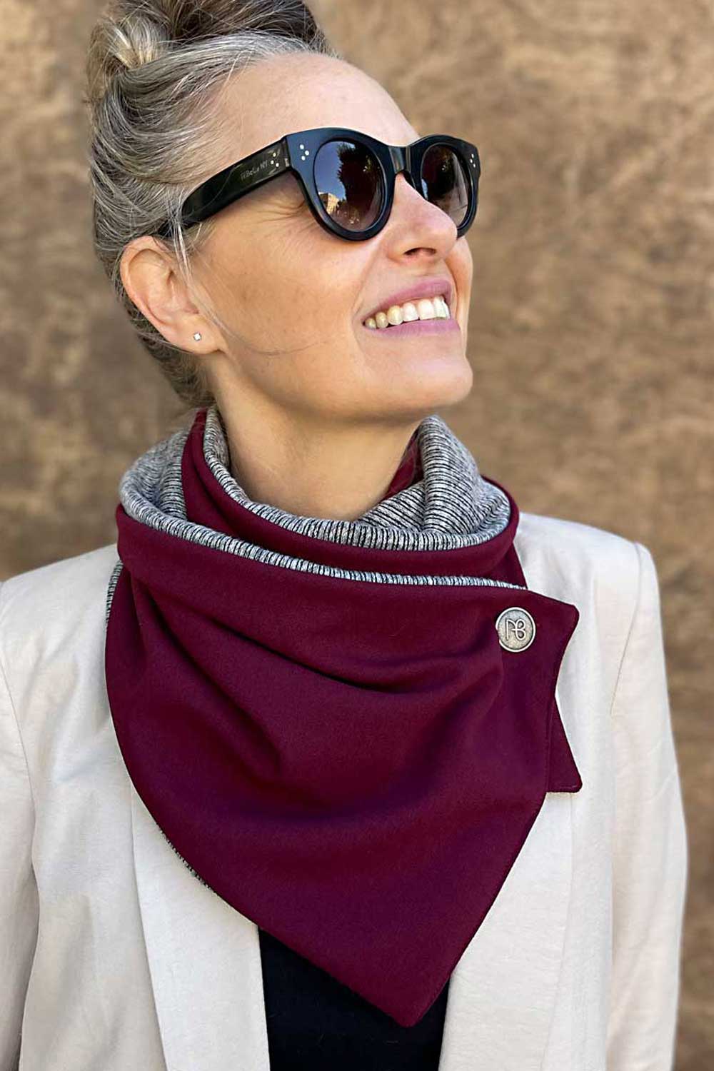 צעיף דו-צדדי מרון