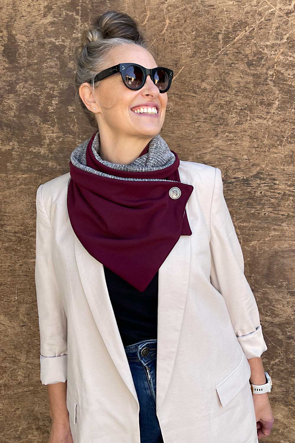 צעיף דו-צדדי מרון