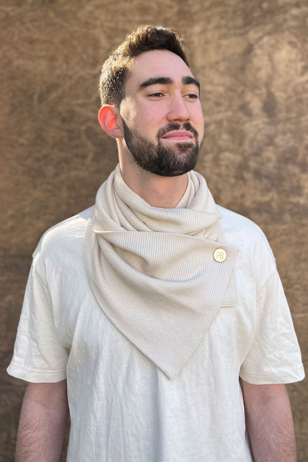 צעיף לגבר בייסיק כותנה קרם נעמה