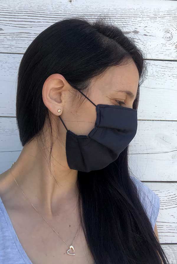 מסכה כחולה 100% כותנה דו-צדדית עם צד שחור חלק מקולקציית נטורל ❀ דגם מולי