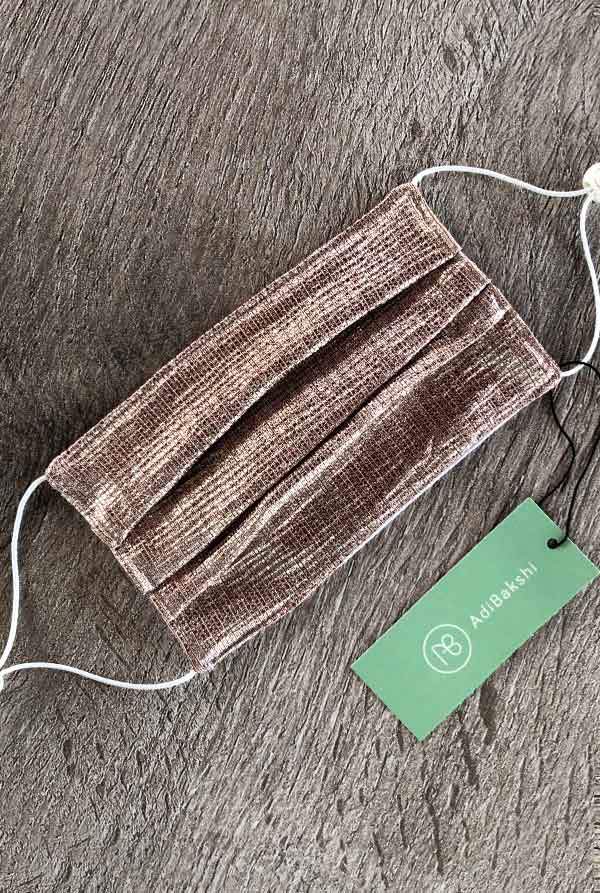 מסכה מטאלית ורוד פודרה דו-צדדית עם צד כותנה שחור חלק דגם אנג׳ליקה