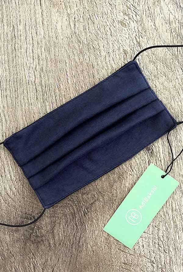 מסכה כחולה 100% כותנה דו-צדדית עם צד שחור חלק מקולקציית נטורל ❀ דגם מולי