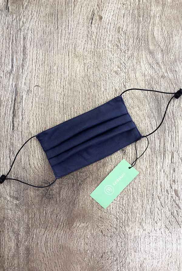 מסכה כחולה 100% כותנה דו-צדדית עם צד שחור חלק מקולקציית נטורל ❀ דגם מולי