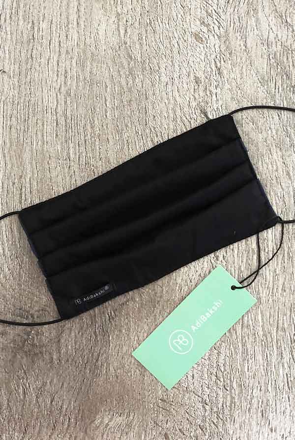 מסכה כחולה 100% כותנה דו-צדדית עם צד שחור חלק מקולקציית נטורל ❀ דגם מולי