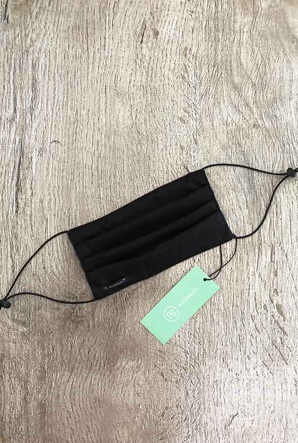 מסכה כחולה 100% כותנה דו-צדדית עם צד שחור חלק מקולקציית נטורל ❀ דגם מולי
