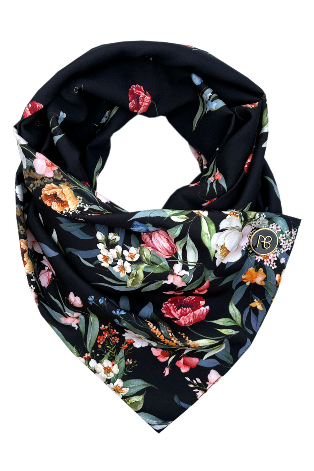 צעיף מיוחד שחור בוטני בסגירת כפתור | המעצבת עדי בקשי | דגם רונית