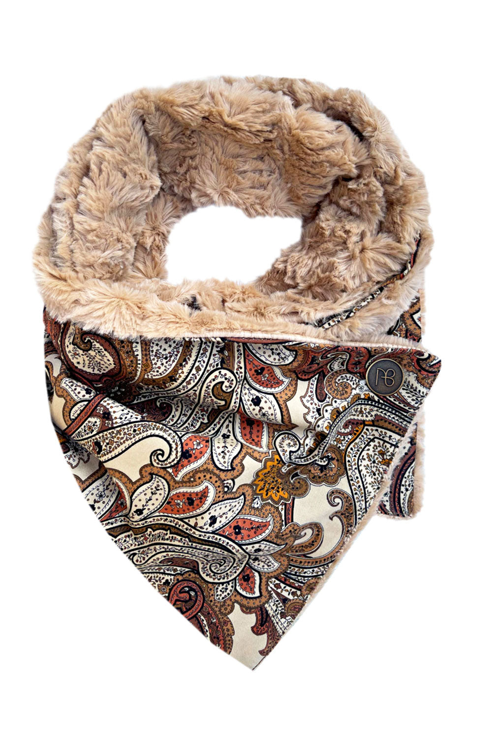 צעיף אוריינטלי פרווה דו-צדדי סוואנה