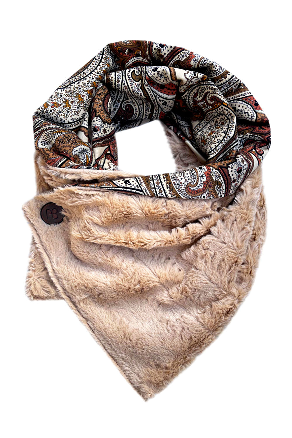 צעיף אוריינטלי פרווה דו-צדדי סוואנה