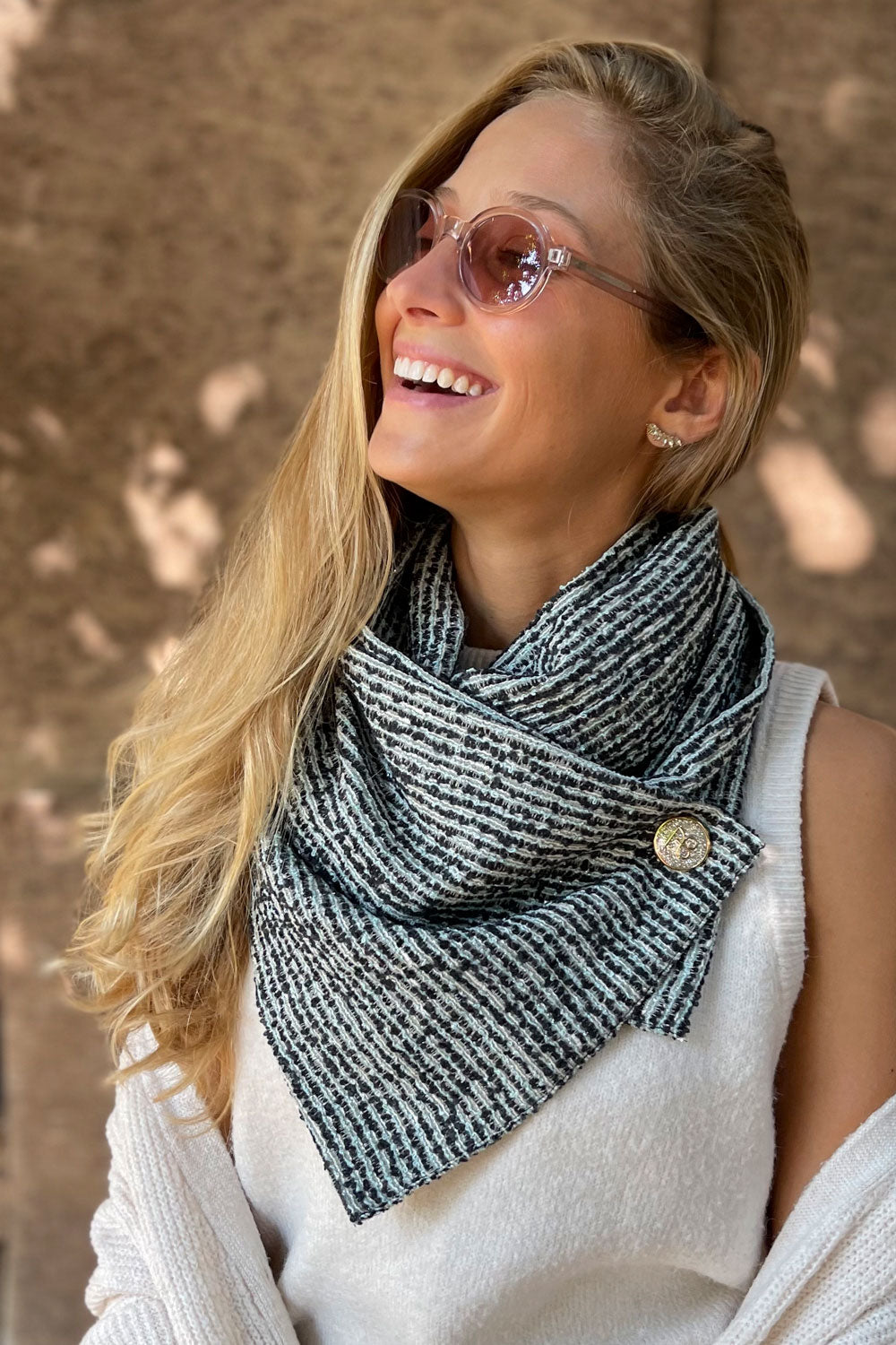 צעיף כותנה בבד בוקלה יוקרתי ופס לורקס עדין שיה