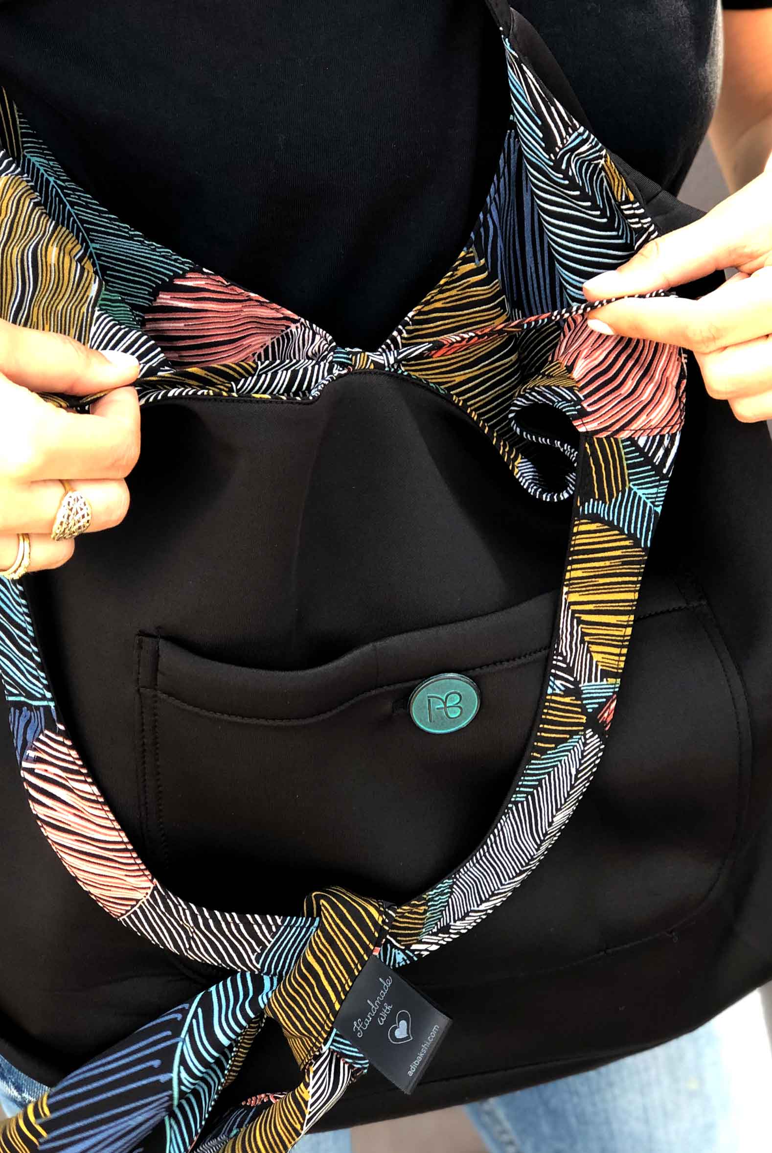 תיק דו-צדדי + סרט לשיער - בהדפס עלים מיוחד קטרינה