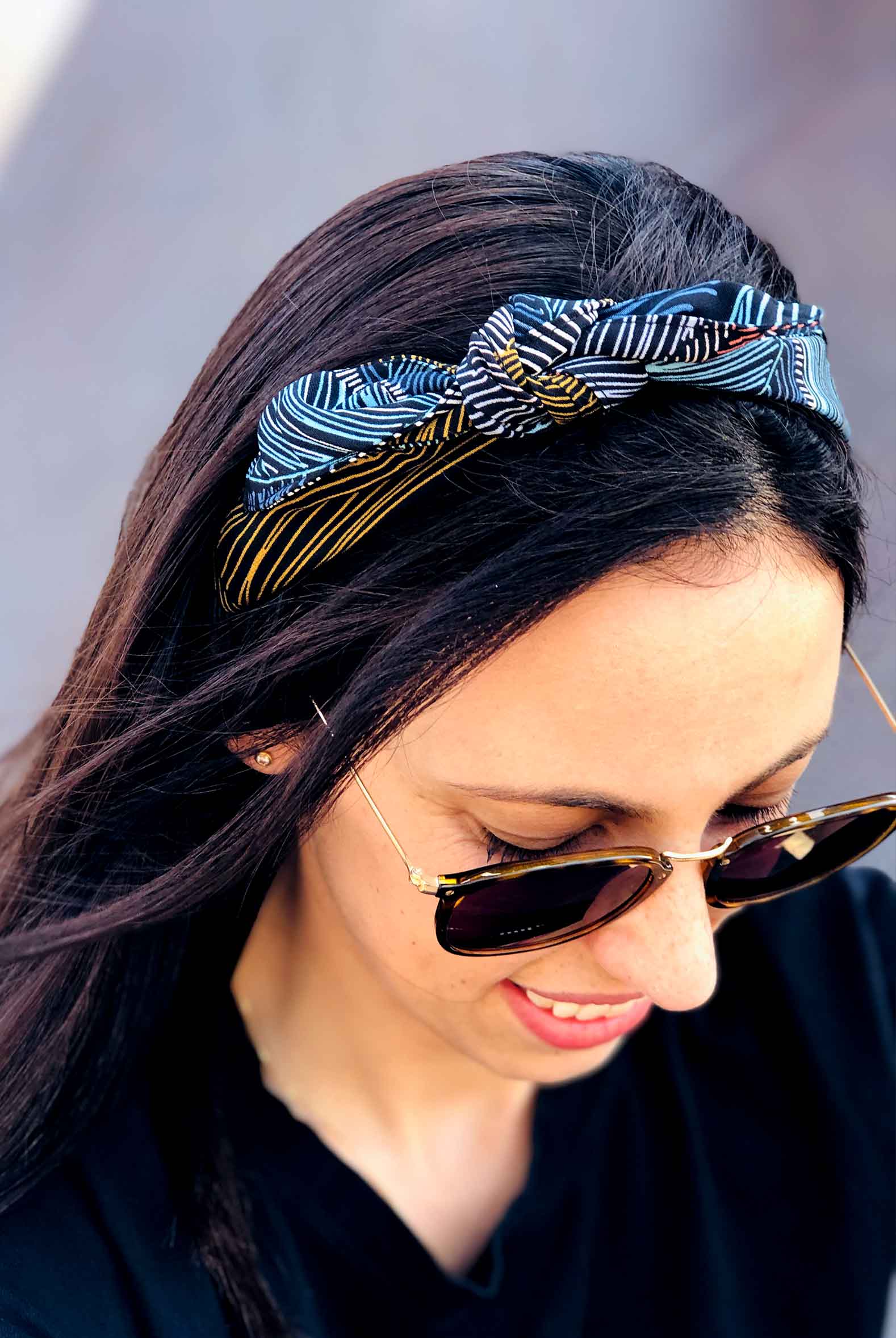 תיק דו-צדדי + סרט לשיער - בהדפס עלים מיוחד קטרינה