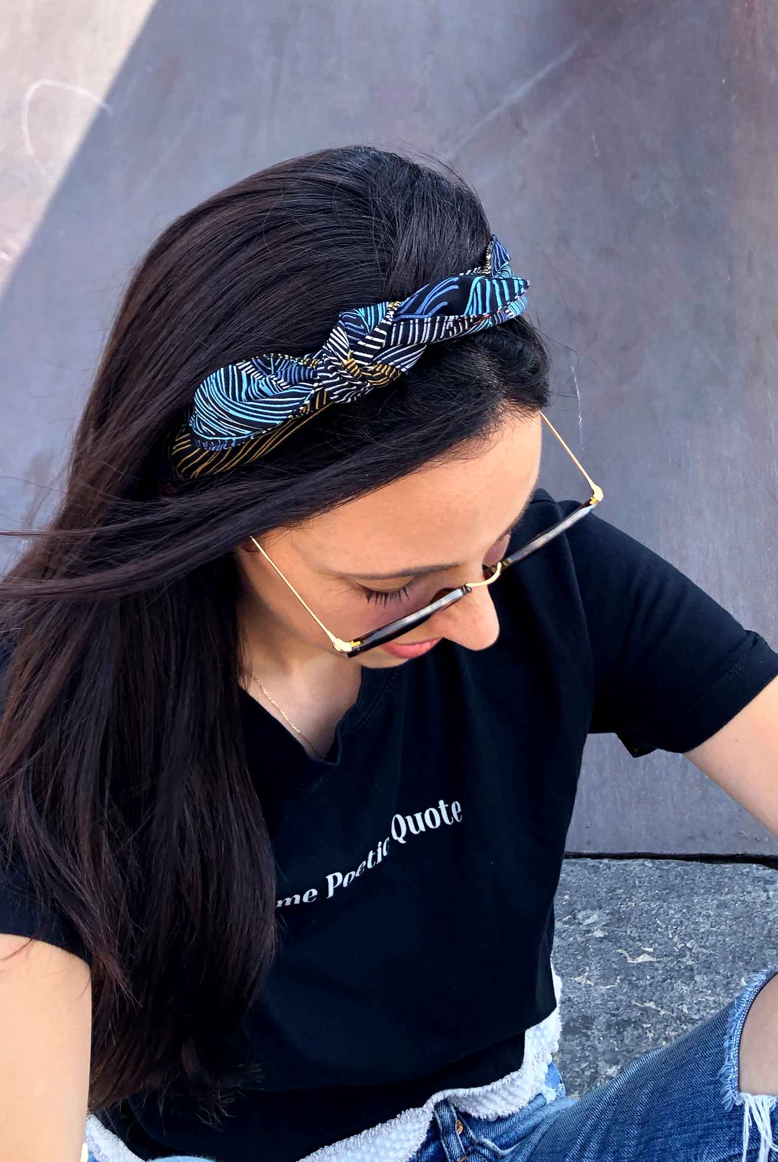 תיק דו-צדדי + סרט לשיער - בהדפס עלים מיוחד קטרינה