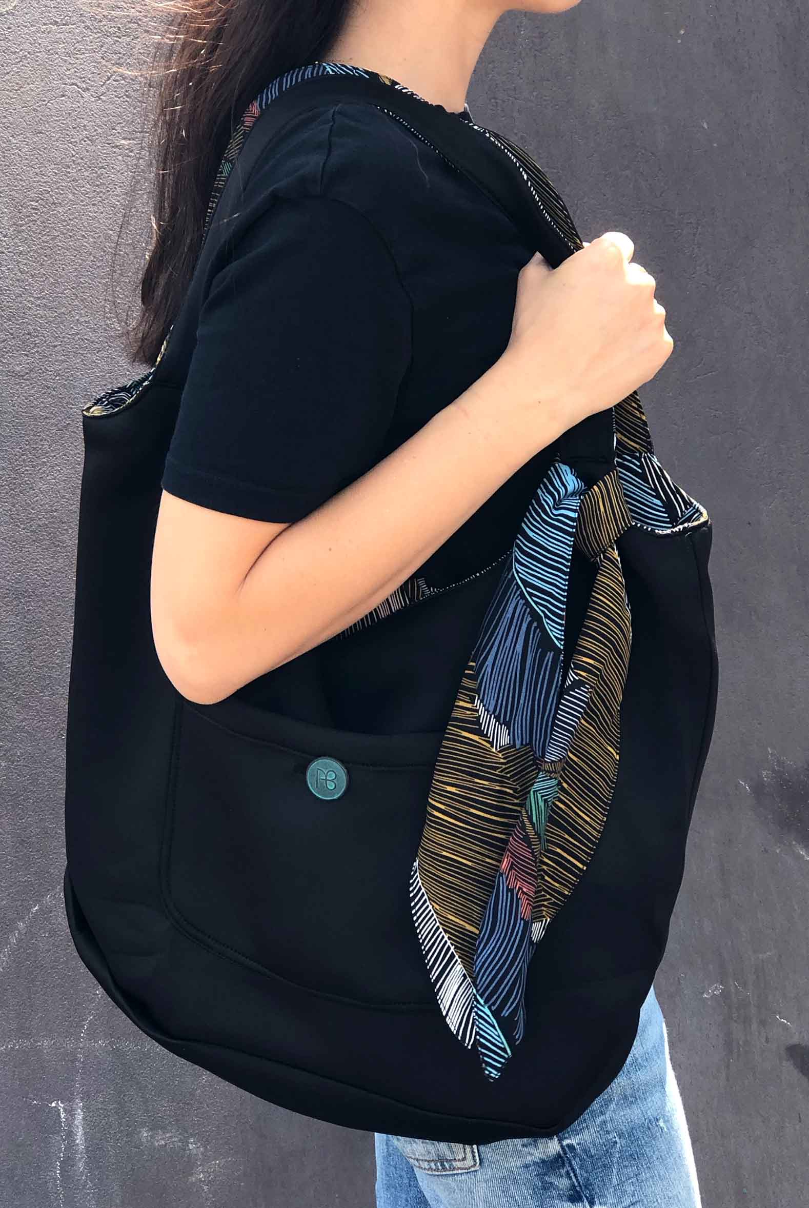 תיק דו-צדדי + סרט לשיער - בהדפס עלים מיוחד קטרינה