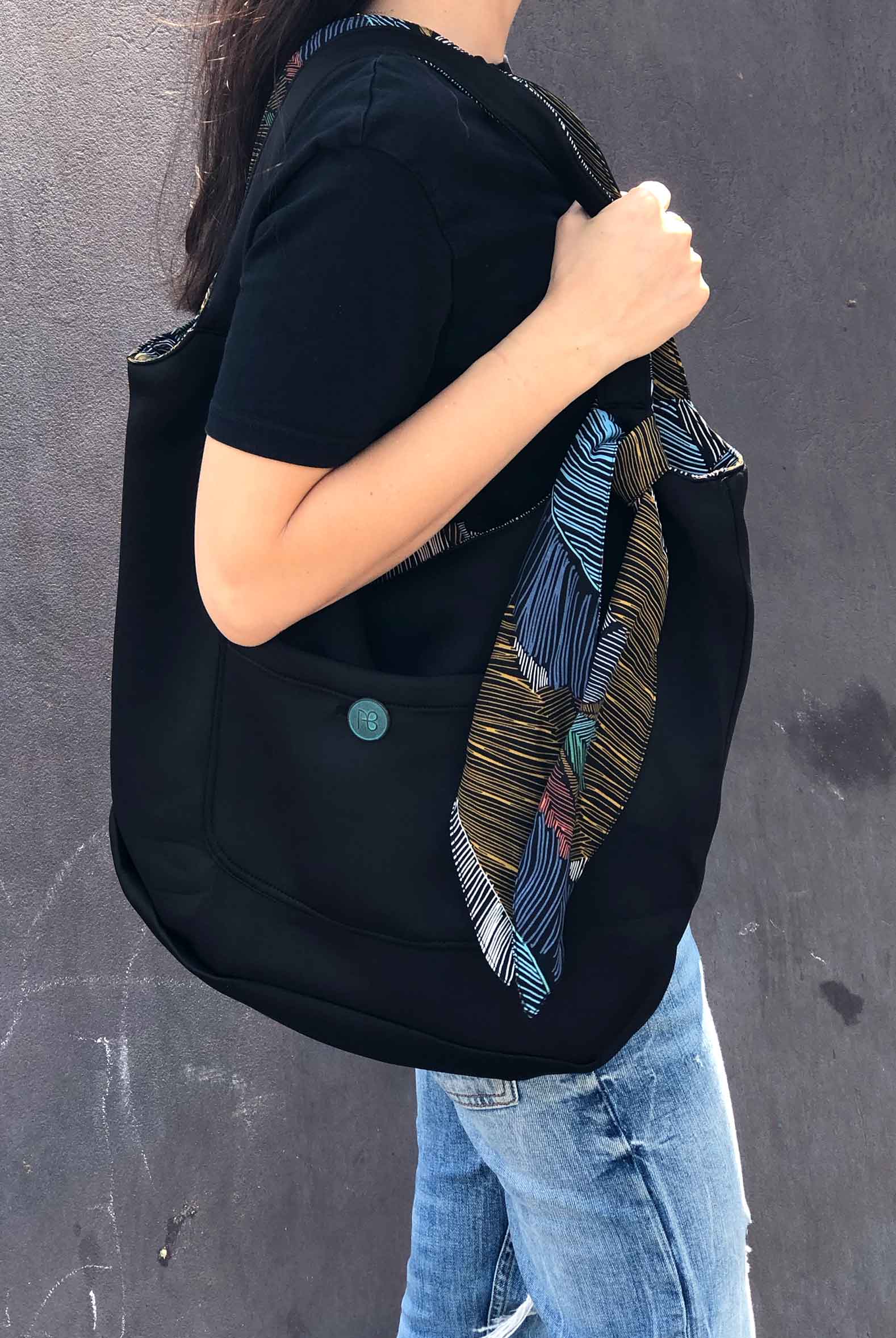 תיק דו-צדדי + סרט לשיער - בהדפס עלים מיוחד קטרינה