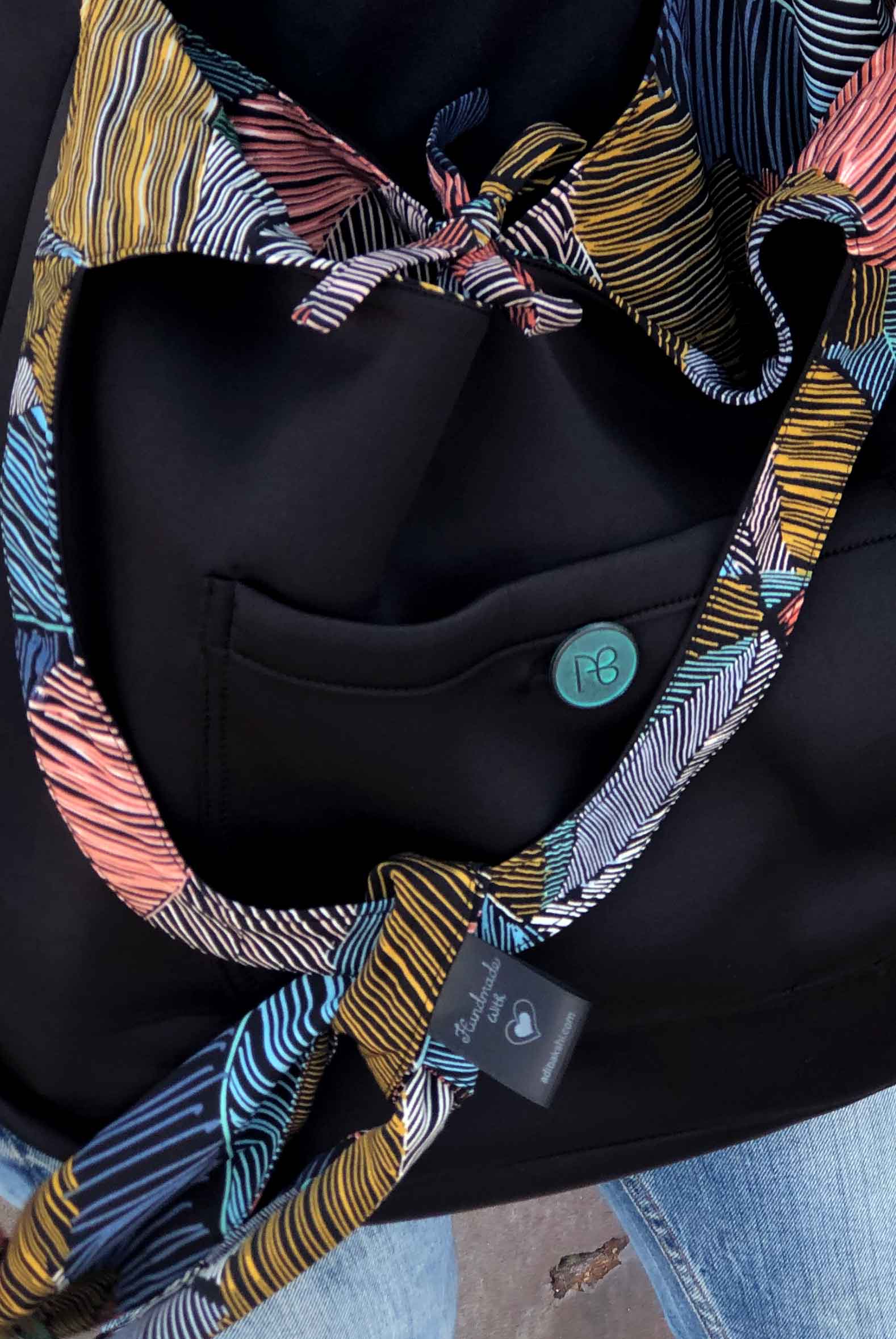 תיק דו-צדדי + סרט לשיער - בהדפס עלים מיוחד קטרינה