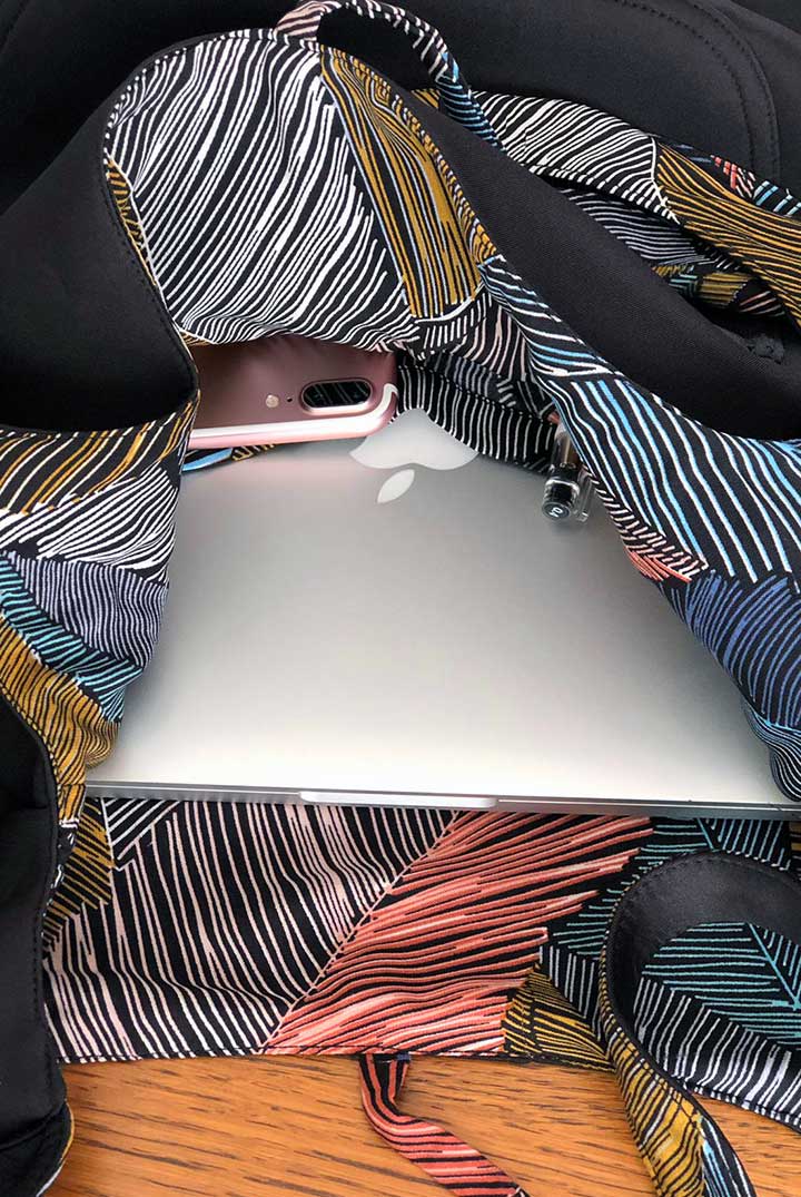 תיק דו-צדדי + סרט לשיער - בהדפס עלים מיוחד קטרינה