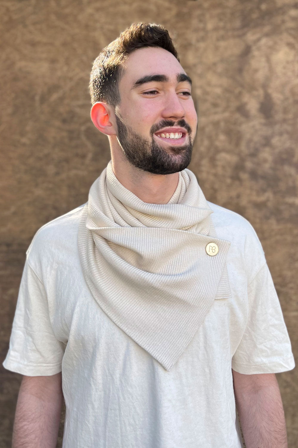 צעיף לגבר בייסיק כותנה קרם נעמה