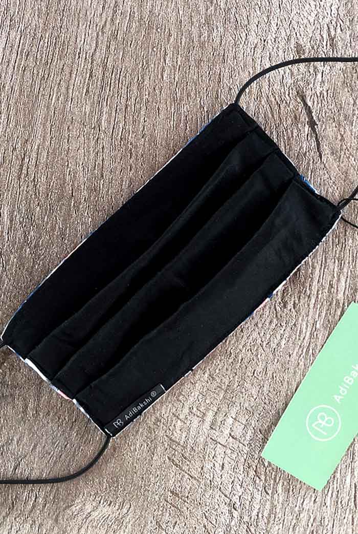 מסכת כותנה-ויסקוזה בהדפס נוצות ממכר דו-צדדית עם צד שחור חלק דגם פביאנה