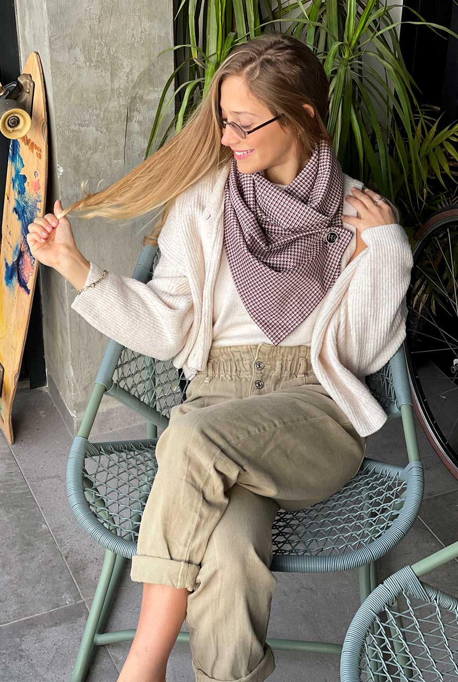 צעיף ורוד משובץ בדוגמת פפיטה מילה
