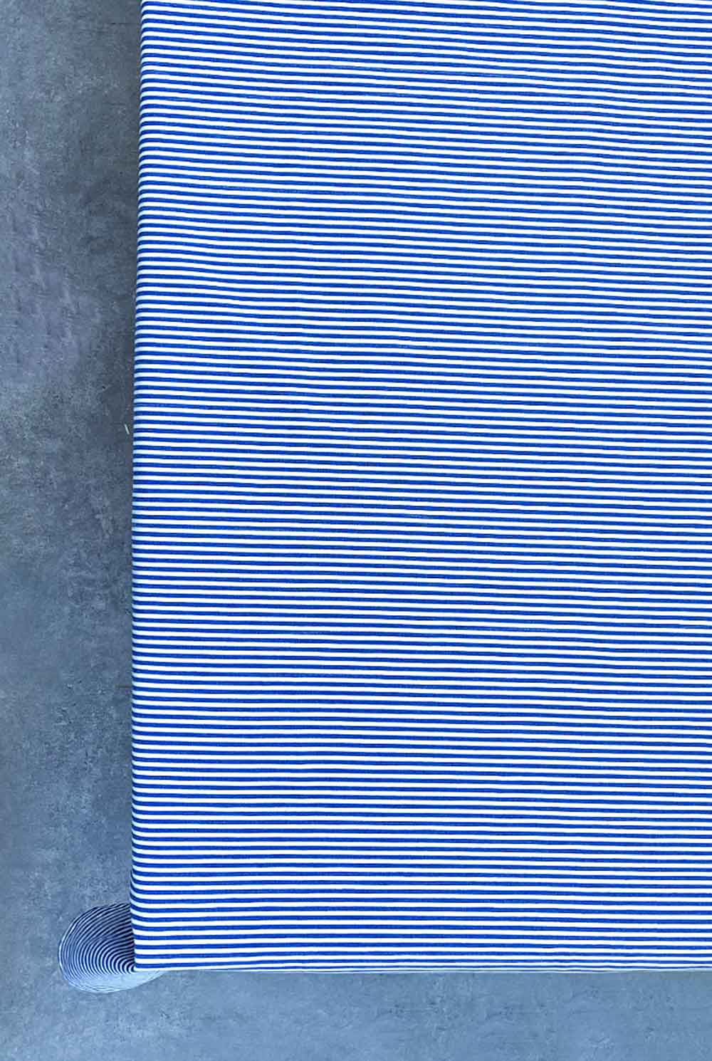 מפת שולחן פסים כחול לבן בבד כותנה דגם נינה - נותר רק ראנר במלאי