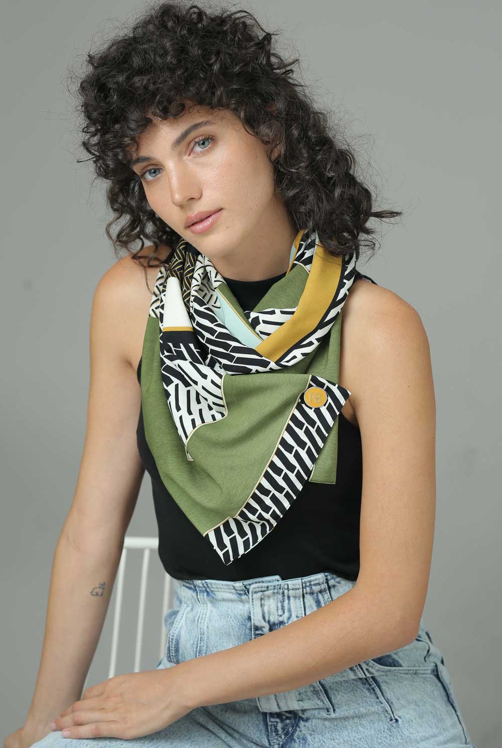 צעיף ירוק חרדל מושלם טוקיו