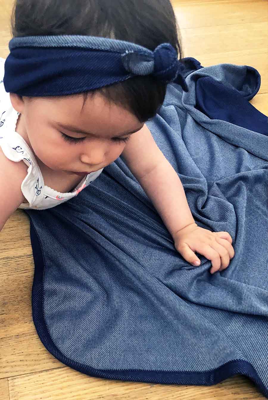 שמיכת קיץ לתינוק בבד ג׳ינס רך דגם ג׳נה
